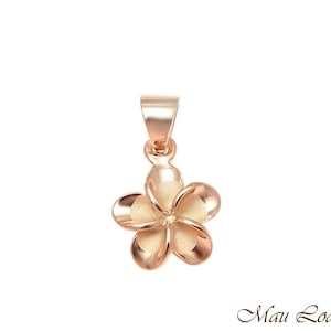 925 Silver Pink Rose Gold Hawaiian Plumeria Flower No CZ Stone Pendant 10-25mm