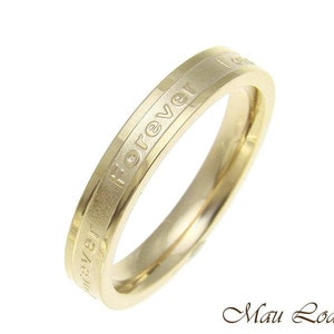 Anillo de acero inoxidable alianza para siempre 3.5mm oro amarillo chapado tamaño 3-10