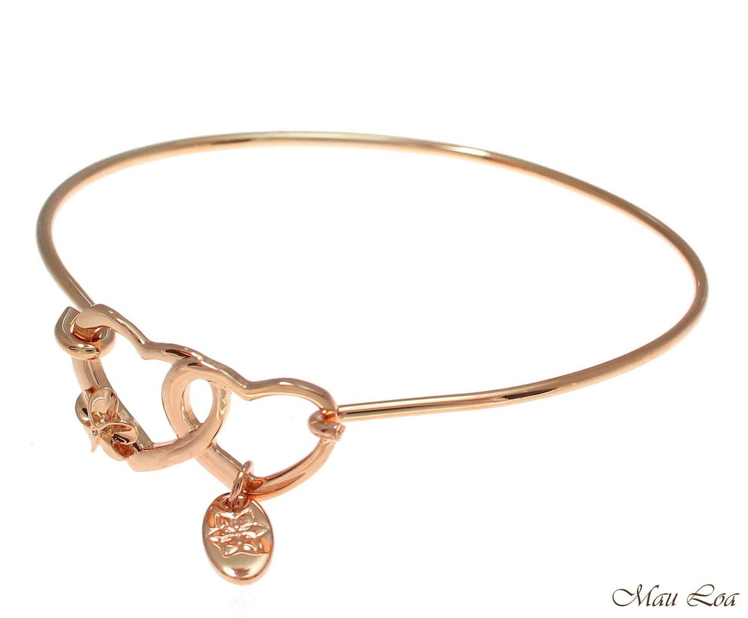 Pink Rose Gold Plated Brass Hawaiian Plumeria Flower Heart - Etsy