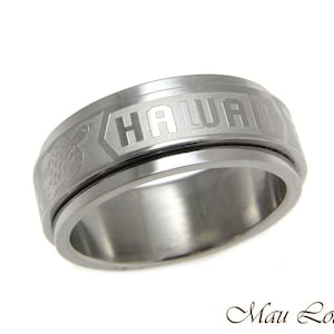 Stainless Steel Spinner Ring Band 8mm Hawaiian Turtle Honu Hawaii Size 6-14