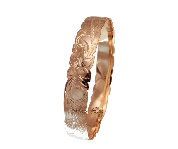 925 Sterling Silver Pink Rose Gold Plated Hawaiian Scroll Plumeria