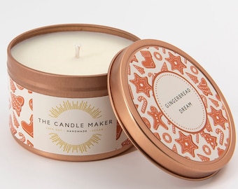 Handmade Gingerbread Dream Candle (Gingerbread Scented) - 100% Soy Wax - Vegan - Cruelty Free - 100g or 200g Rose Gold or Silver