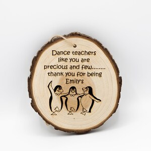 Dance Teacher Thank You | Rustic Natural Wood | Laser Engraved
