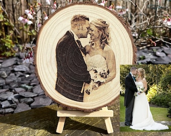 Personalised Photo Engraving | Laser Engraved Wood Photo | Wood Log Photo | 5th Anniversary Gift