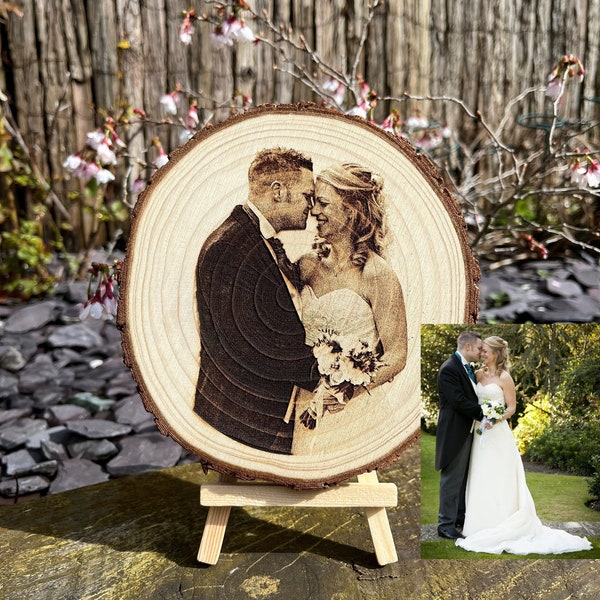 Personalised Photo Engraving | Laser Engraved Wood Photo | Wood Log Photo | 5th Anniversary Gift