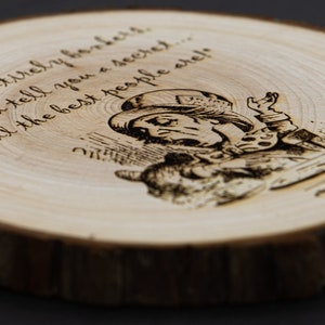 Mad Hatter Bonkers Sign Laser Engraved Rustic Natural Wood Alice in Wonderland Lewis Caroll Wonderland Quote image 2