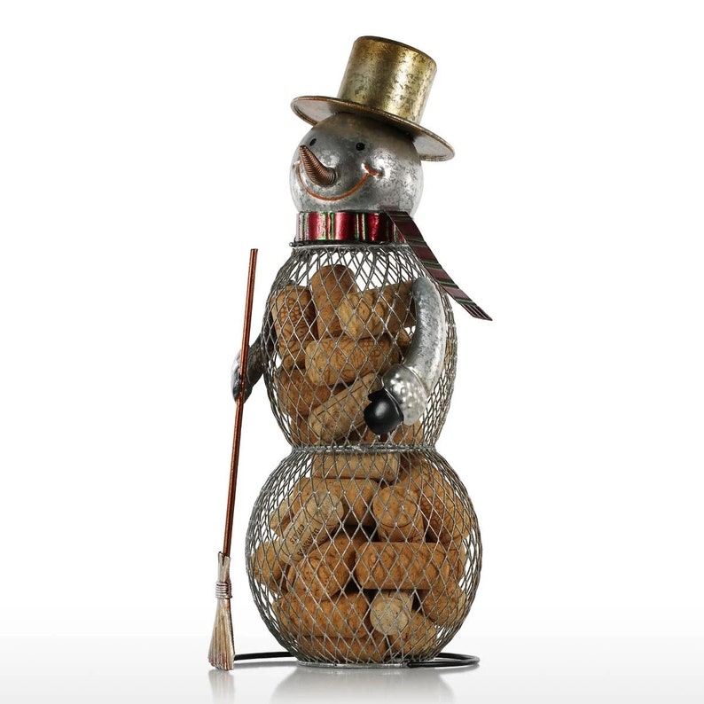 Christmas Snowman Cork Container Metal Handcrafts Home Decoration Practical Crafts Christmas Gift