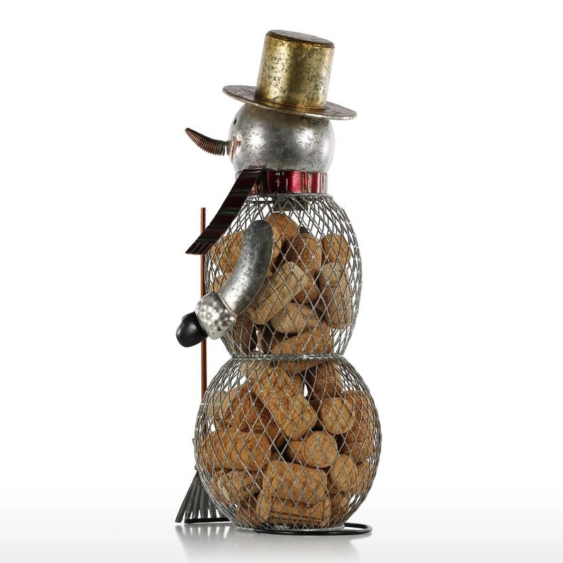 Christmas Snowman Cork Container Metal Handcrafts Home Decoration Practical Crafts Christmas Gift