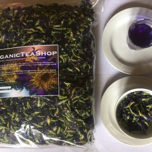 100% Pure Natural Dried Organic Blue Butterfly Pea Tea Caffeine Free Herbal Tea Blue Tea Floral Tea Clitoria Ternatea