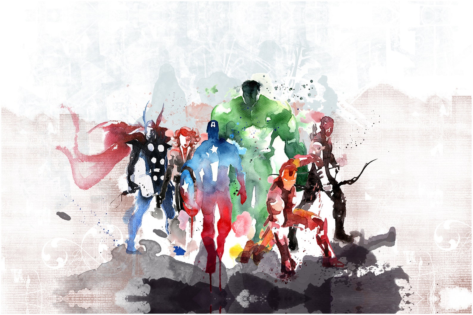 Abstract Marvel Superheroes Paint Watercolour Endgame Infinity Etsy