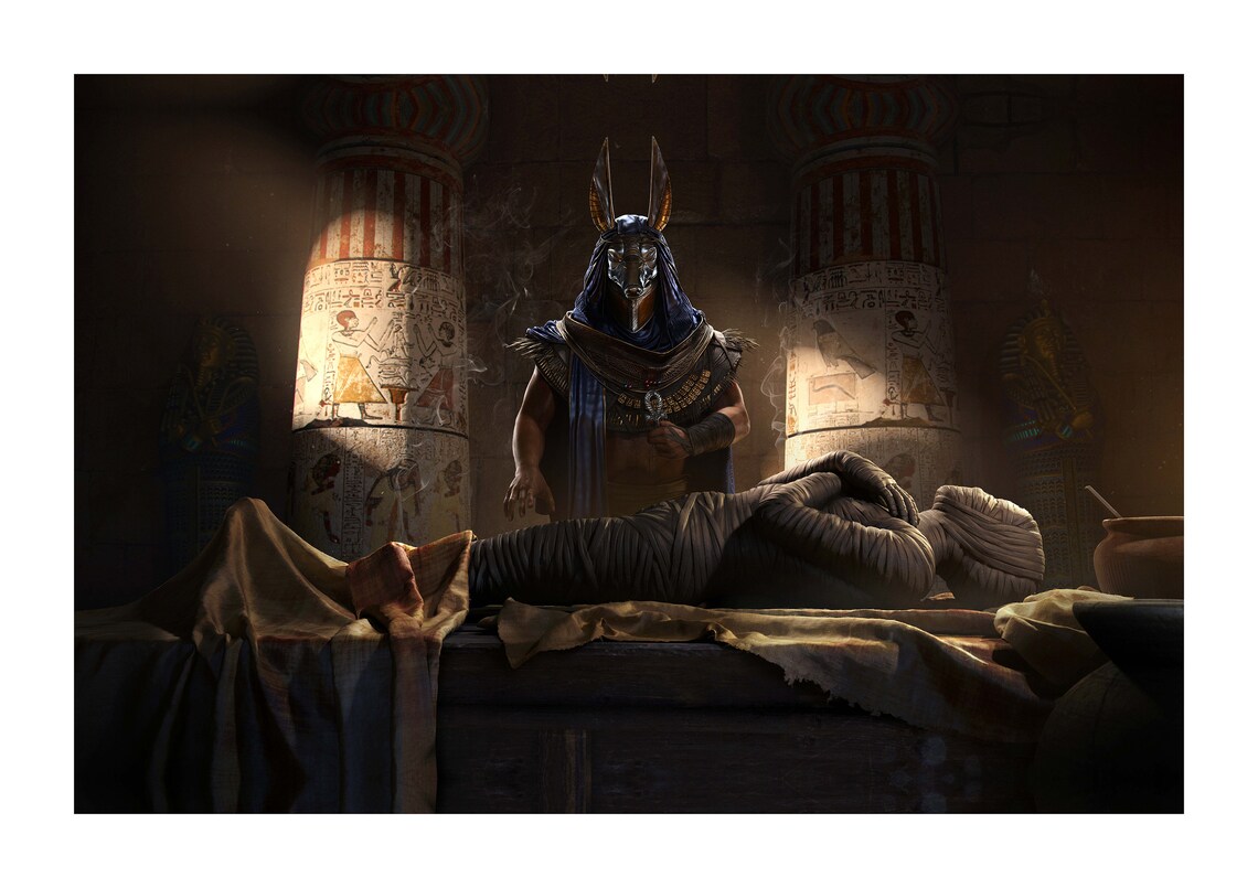 Egyptian Anubis Mummy Sacred Ritual Ancient Hieroglyphs Iconic Etsy