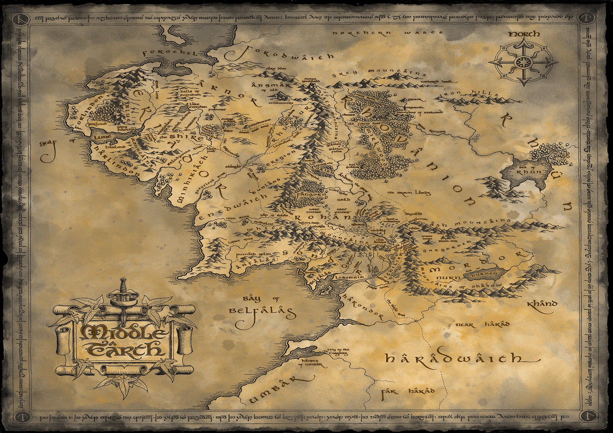 Lord Of The Rings Middle Earth Map Top Fantasy Movie Hobbit  Etsy