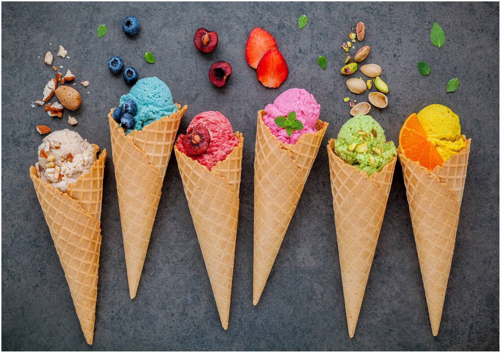 Ice Cream Fruit Cones Food Sweet Desserts Kitchen Colourful Etsy