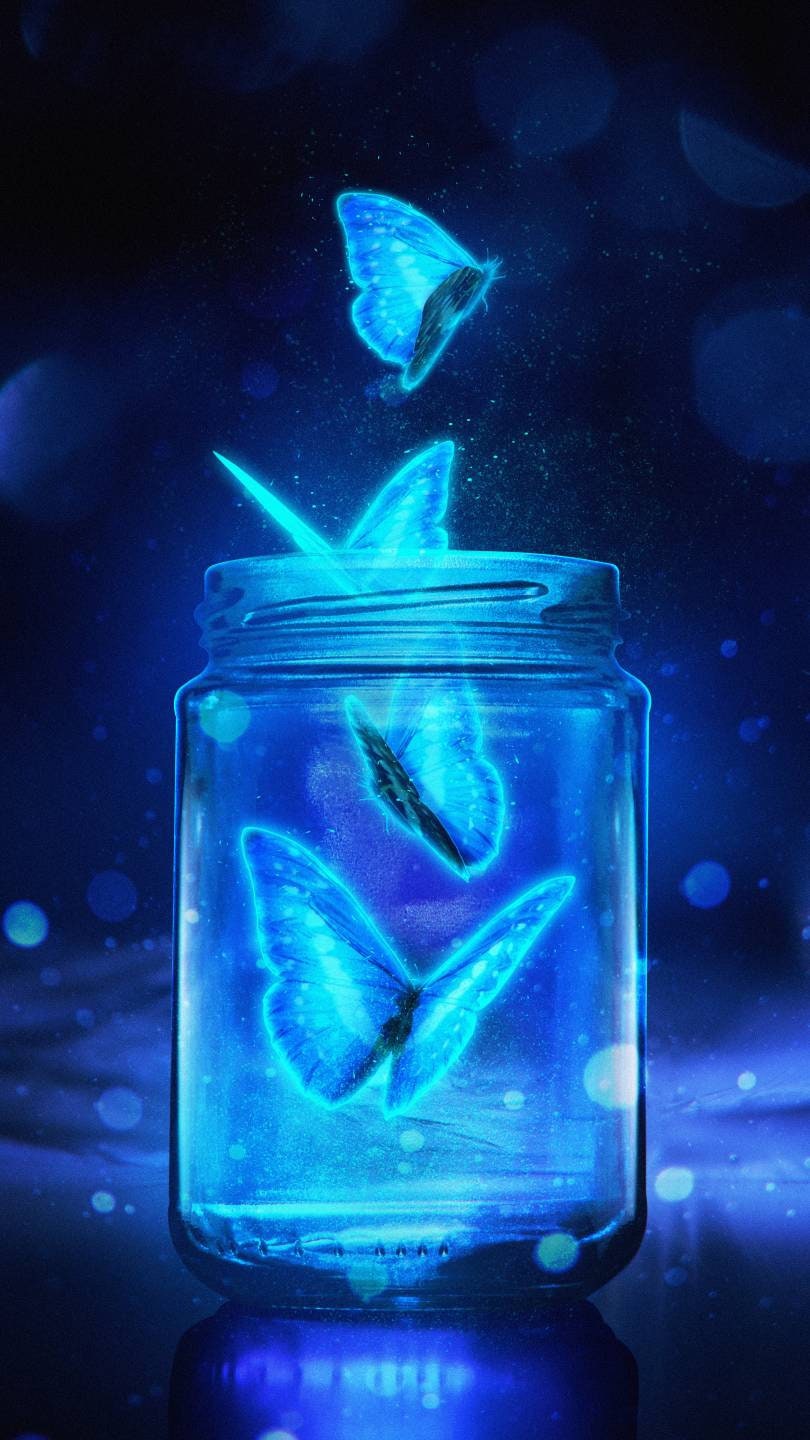 Cute Butterflies Jar Magical Blue Vibrant Colourful | Etsy