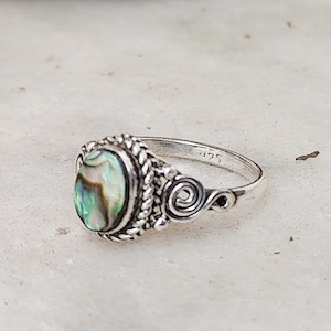 Abalone Shell Ring, Handmade Ring, 925 Sterling Silver Ring, Oval Abalone Shell Stone, Statement Ring, Gift for Her, Handmade Jewelry, Gifts