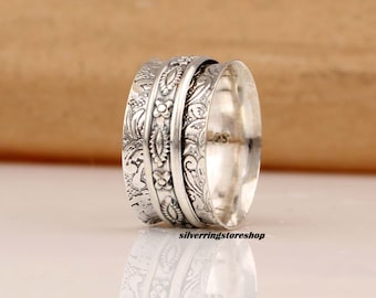 Spinner Ring, Meditation Ring, 925 Silver Ring, Women Ring, Spinning Ring, Handmade Spinner Ring, Thumb Ring, Fidget Ring, Gift For Her,