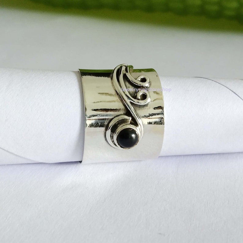 Gemstone Ring Statement Ring 925 Sterling Silver Ring Gift Ring, Band Ring Meditation Ring Gemstone Ring Woman Ring Black Onyx Ring