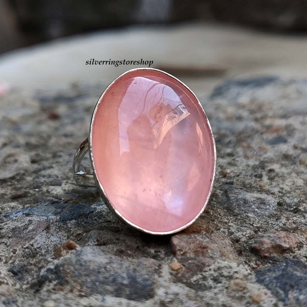 Rose quartz ring, 925 Sterling Silver ring, Pink Quartz ring, Handmade ring, Natural Quartz, Statement ring, Beautiful ring, Gift For Har,