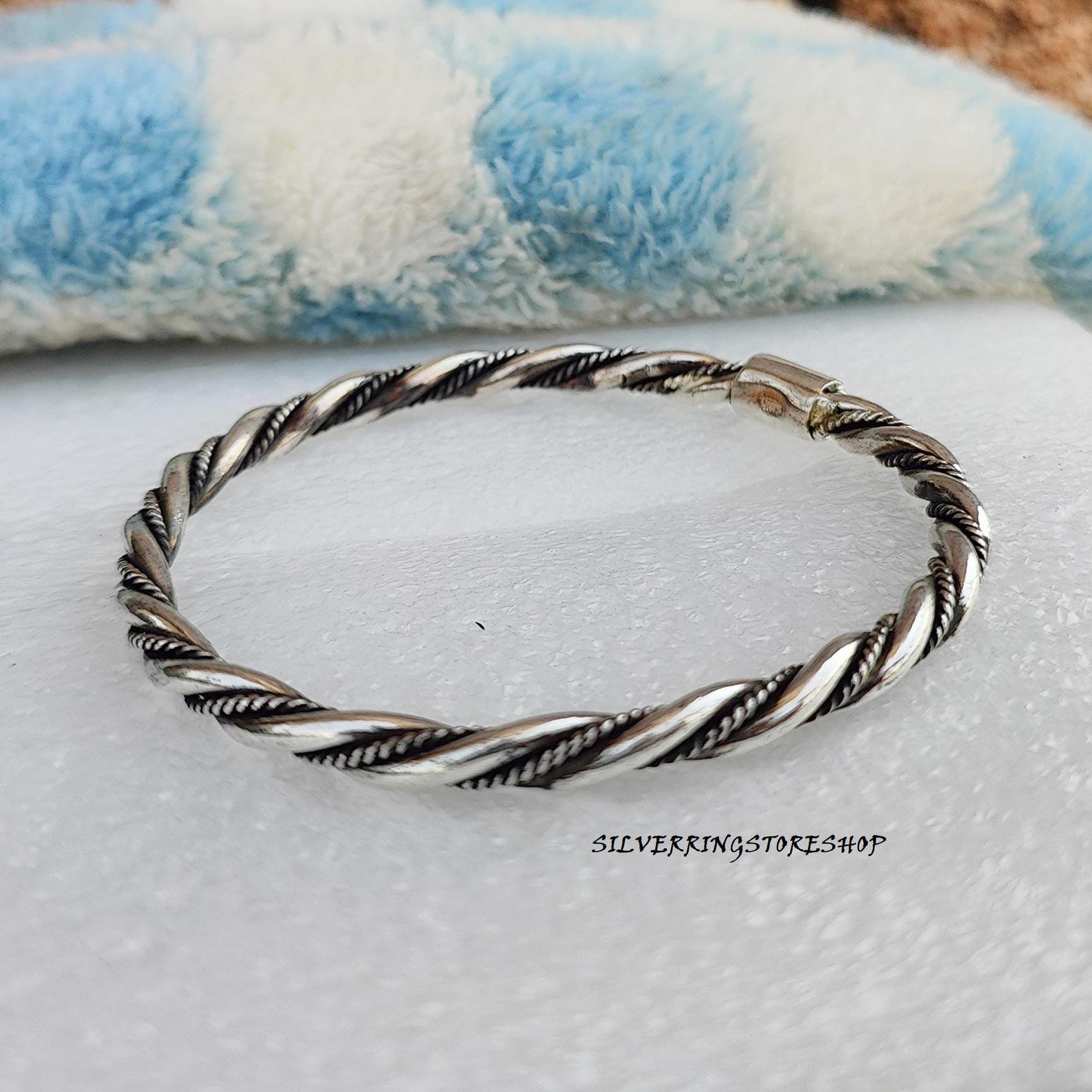 Silver Twist Bangle, Solid 925 Sterling Silver Bangle