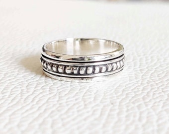 Spinner Ring 925 Silver Ring Meditation Ring Fidget Ring Boho Ring Thumb Ring Worry Ring Women Ring Band Ring Spinning Ring Gift For Her