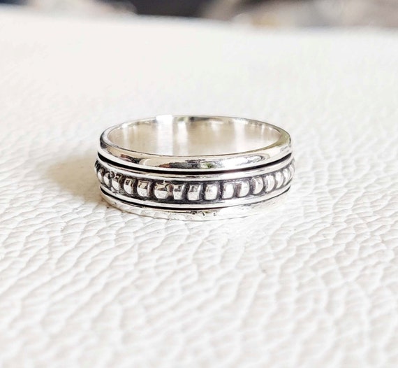 Spinner Ring 925 Silver Ring Meditation Ring Fidget Ring Boho Ring Thumb Ring Worry Ring Women Ring Band Ring Spinning Ring Gift For Her
