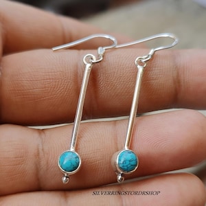 Handmade Sterling Silver Turquoise Earrings: Boho Gemstone Jewelry