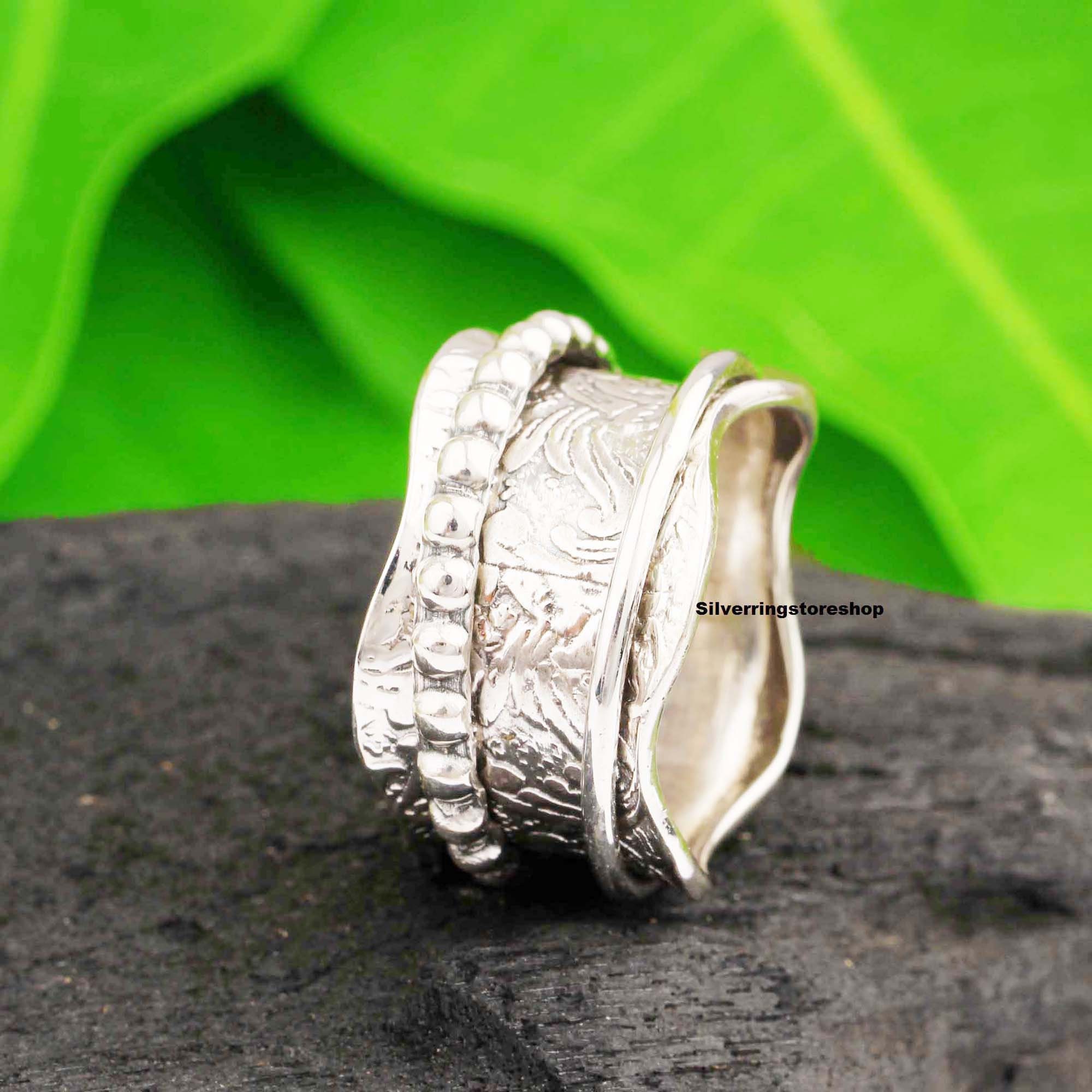 Buy Dandelion Flower Spinner Ring for Women, Sterling Silver Fidget Ring  Band, Nature Ring, Online in India - Etsy