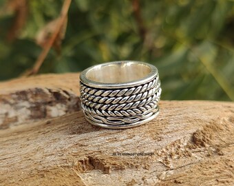 Handmade Sterling Silver Spinner Ring: Braided Meditation Band - Etsy