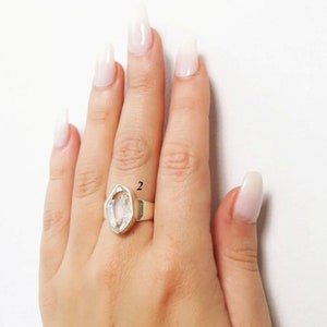 Natural Herkimer Diamond Ring, 925 Sterling Silver Ring, Women Ring, Band Ring, Handmade Ring, Statement Ring, Gemstone Ring, Gift For Her, image 4