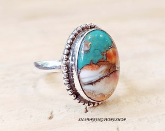 Oyster Turquoise Ring, 925 Silver Ring, Promise Ring, Gemstone Ring, Beautiful Rimg,  Band Ring, Handmade Ring,  Dinty Ring, Gift For Her  ,