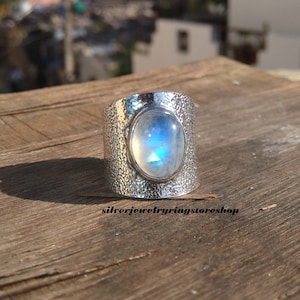 Moonstone Ring, Band Ring, Gemstone Ring, 925 Silver Ring, Women Ring, Handmade Ring, Thumb Ring, Band Ring, Dainty Ring, Gift For Her,Rings