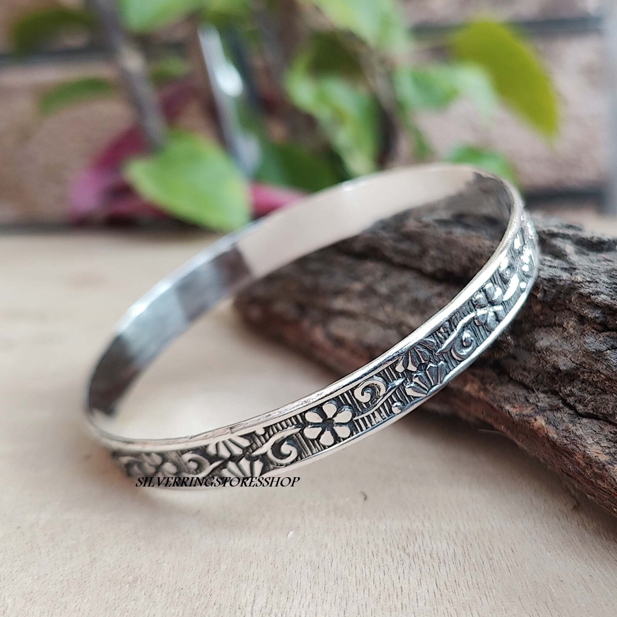 Silver Touareg half bangle bracelet, in genuine 925 silver