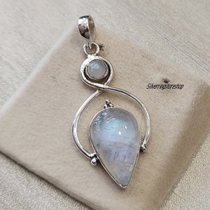 Moonstone Pendant, 925 Sterling Silver, Silver Moonstone Pendant, Gemstone Pendant, Natural Rainbow Moonstone, Handmade Necklace Pendant,
