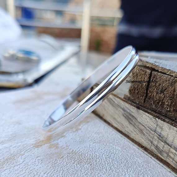 925 Sterling Silver Bangle: Simple Classic Design - Etsy