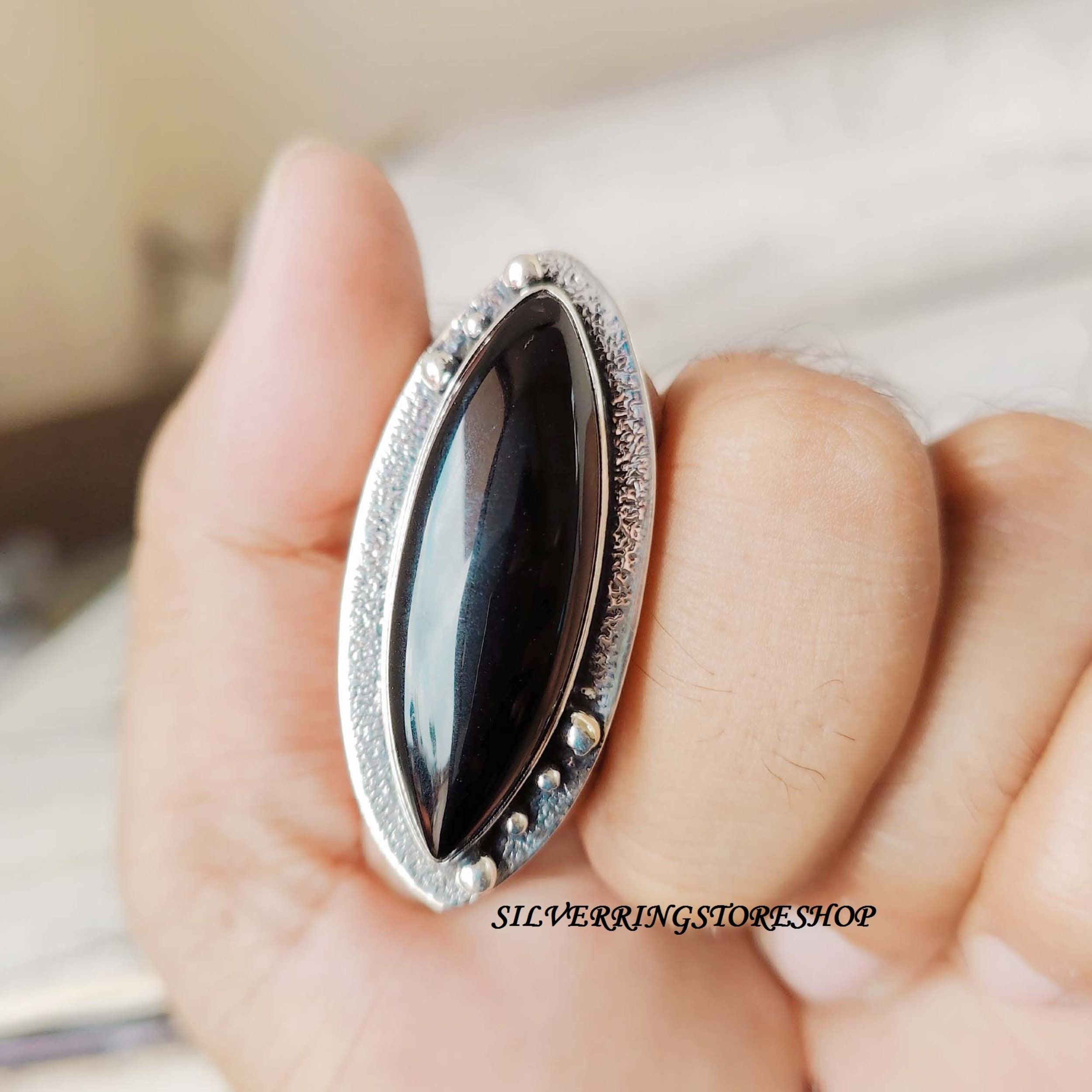Black Onyx Ring, 925 Silver Ring, Onyx Ring, Handmade Ring