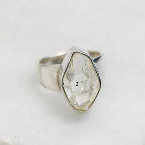 Natural Herkimer Diamond Ring, 925 Sterling Silver Ring, Women Ring, Band Ring, Handmade Ring, Statement Ring, Gemstone Ring, Gift For Her, Herkimer Diamond 2