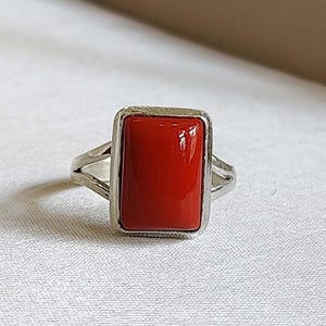 Red Coral Ring, Boho Ring, 925 Sterling Silver Ring, Handmade Jewelry, Gemstone Coral Ring, Beautiful Jewelry, Women Ring, Gift For Her,