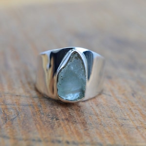 Natural Herkimer Diamond Ring, 925 Sterling Silver Ring, Women Ring, Band Ring, Handmade Ring, Statement Ring, Gemstone Ring, Gift For Her, Raw Aquamarine
