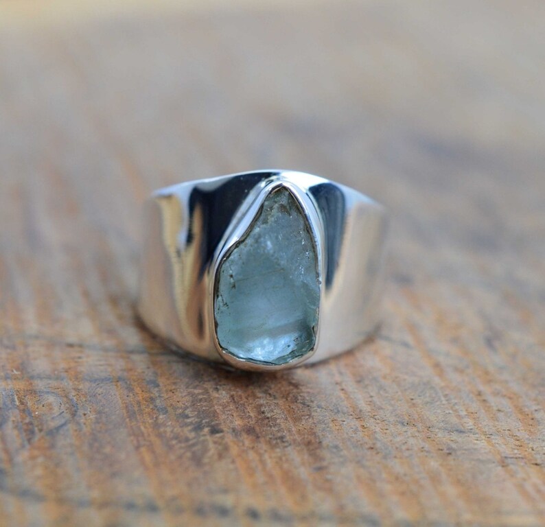 Natural Herkimer Diamond Ring, 925 Sterling Silver Ring, Women Ring, Band Ring, Handmade Ring, Statement Ring, Gemstone Ring, Gift For Her, Raw Aquamarine