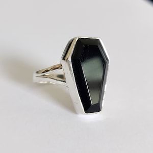 Black Onyx Ring, Solid 925 Sterling Silver Ring, Handmade Ring, Black Onyx Coffin Ring, Women Gift Ring, Boho Ring, Band Ring, Gift For Her,