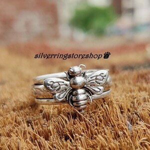 Bee spinner ring, 925 Sterling silver ring, Dainty ring, Statement ring, Band ring, Boho ring, Women ring, Worry ring, Peace, Gift For Her,
