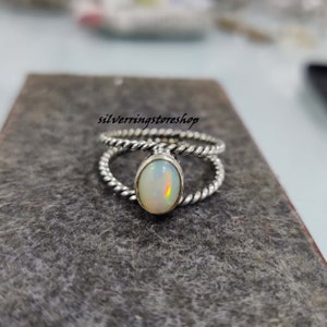 Opal stone Ring, 925 Sterling silver Ring, Dainty Ring, Handmade Ring, Jewellery Ring, Meditation Ring, Band Ring, Peace Ring, Gift For Her,