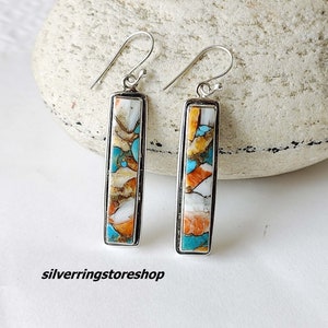 Oyster Copper Turquoise Earrings: Handmade 925 Sterling Silver Boho Jewelry