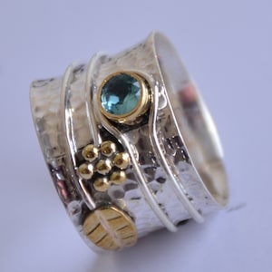 Blue Topaz Ring, silver Ring, Solid 925 Sterling Silver Ring, Boho Ring, Handmade Ring, Women Ring, Band Ring, Gift foe Her Ring, Ring, Gift
