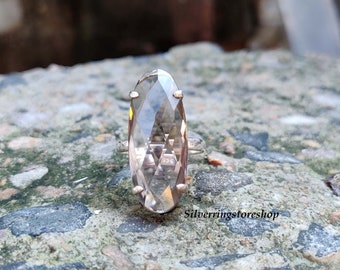 Smoky Quartz Ring, 925 Sterling Silver Ring ,natural