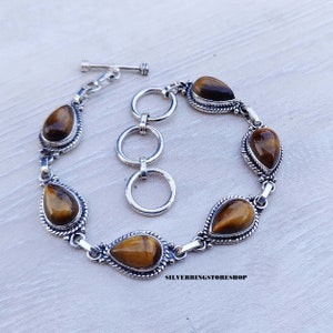 Tiger Eye Bracelet, 925 Sterling Silver Bracelet, Women Bracelet, Statement Bracelet,  Silver Bracelet, Handmade Bracelet, Gemstone Bracelet
