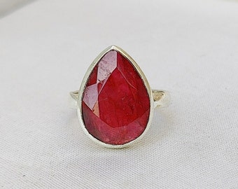 Handmade Indian Ruby Ring: 925 Sterling Silver Statement Jewelry