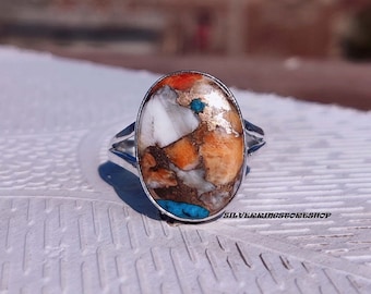 Oyster Turquoise Ring, 925 Statement Silver Ring, Turquoise Ring, Gemstone Ring, Handmade Ring, Natural Oyster, Women Ring, Gift For Her