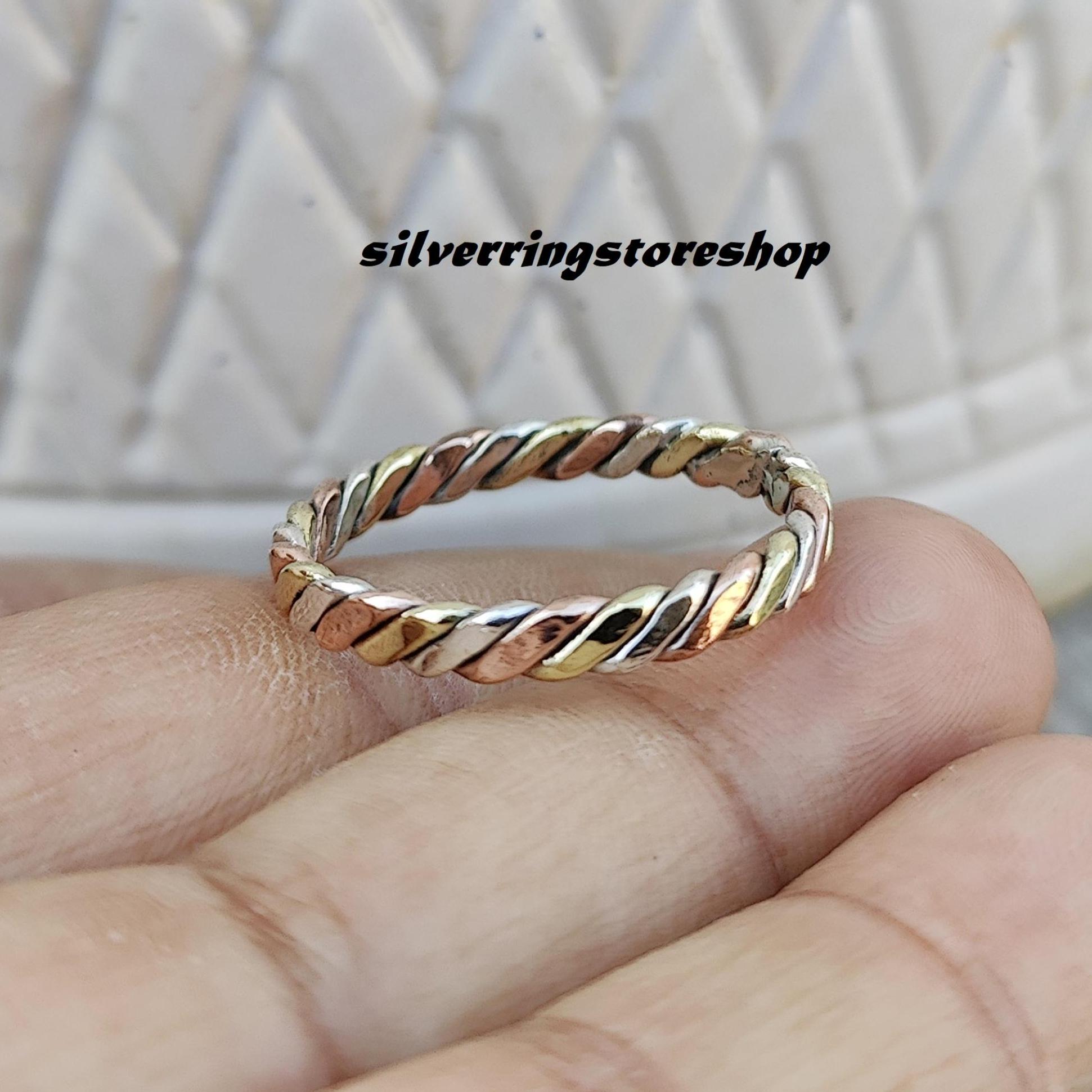 Vintage Gold × Silver Twist Ring K10 Two Toned Twist Ring – Quad Espresso Jewelry