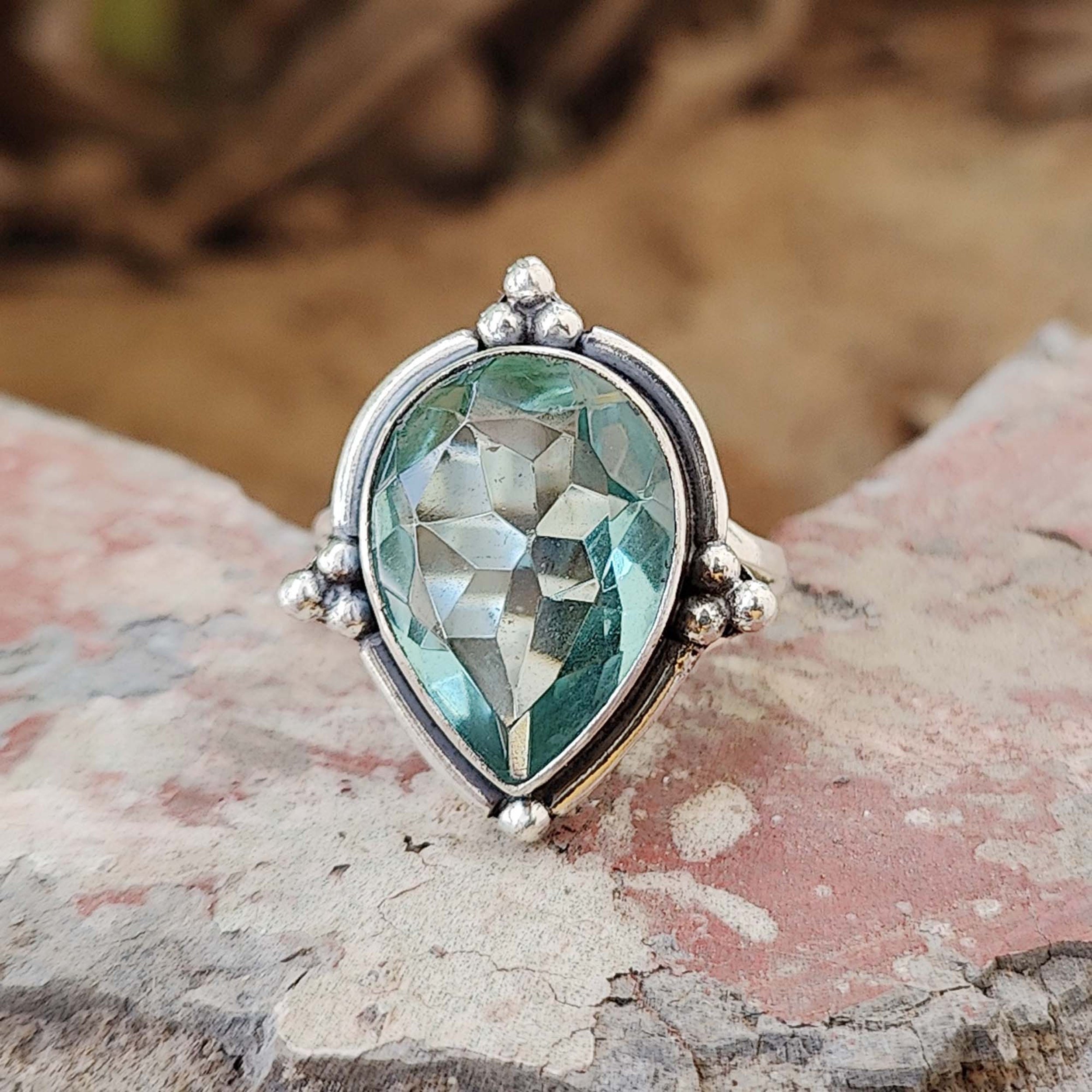 Aquamarine Ring, 925 Silver Ring, Handmade Ring, Women Ring, Gemstone Ring, Statement Ring, Pear Gemstone Ring, Genuine Real Blue Stone Ring